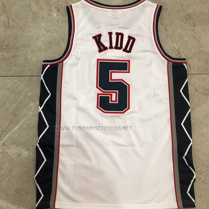 Camiseta Jason Kidd NO 5 Brooklyn Nets Mitchell & Ness 2006-07 Blanco